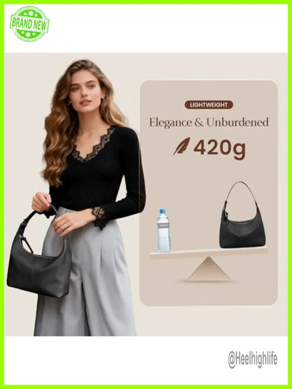 Genuine Leather Slouchy Hobo Bag Lightweight Shoulder Handbag Satchel